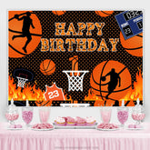 Lofaris Basketball Court Hot Rece Theme Happy Birthday Backdrop